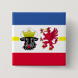 Flag of Mecklenburg-Western Pomerania Pinback Butt 15 Cm Square Badge