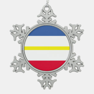 Flag of Mecklenburg-Western Pomerania Snowflake Pe Pewter Christmas Ornament