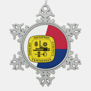 Flag of Memphis, Tennessee Snowflake Pewter Christ Christmas Ornament