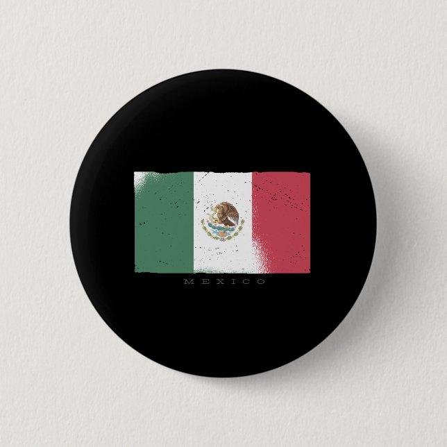 Flag of Mexico Grunge Style 6 Cm Round Badge (Front)