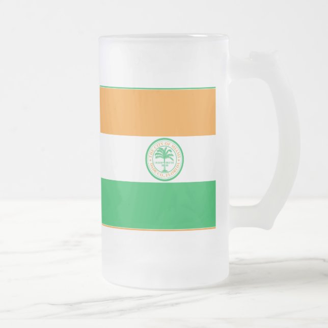 Flag of Miami, Florida Frosted Glass Beer Mug (Right)