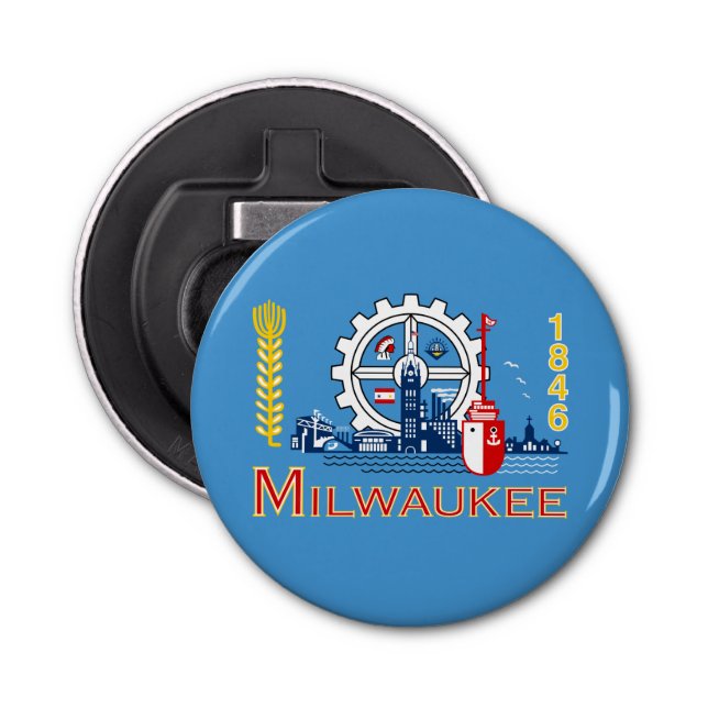 Flag of Milwaukee, Wisconsin Bottle Opener (Front)