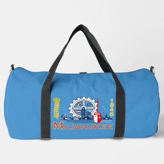 Flag of Milwaukee, Wisconsin  Duffle Bag (Front)