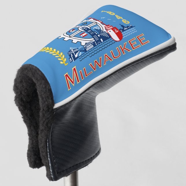 Flag of Milwaukee, Wisconsin Golf Head Cover (3/4 Front)