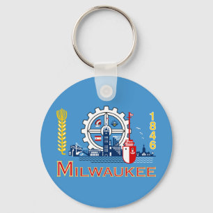 Flag of Milwaukee, Wisconsin Key Ring