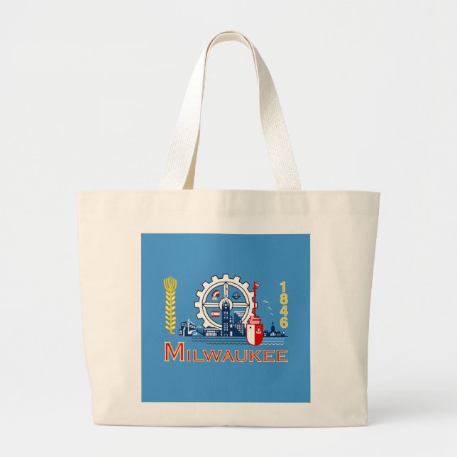 Flag of Milwaukee, Wisconsin  Large Tote Bag (Front)