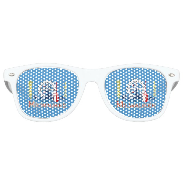 Flag of Milwaukee, Wisconsin Retro Sunglasses (Front)