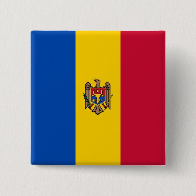 Flag of Moldova 15 Cm Square Badge (Front)