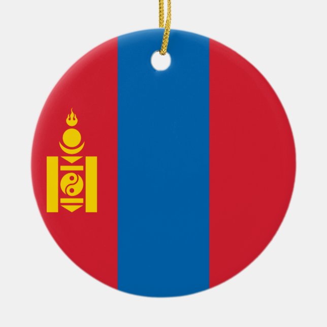 Flag of Mongolia Ceramic Tree Decoration (Front)
