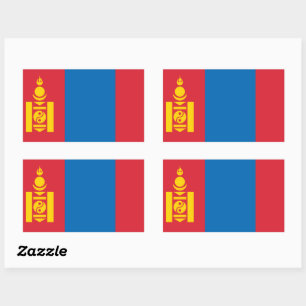Flag of Mongolia Soyombo Symbol Mongols Rectangular Sticker