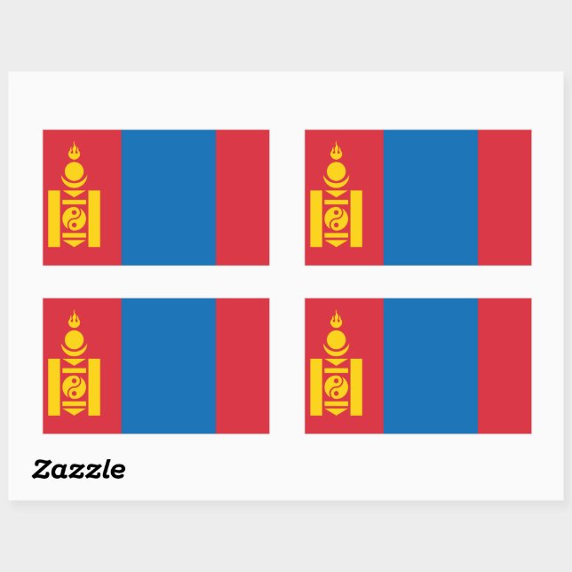 Flag of Mongolia Soyombo Symbol Mongols Rectangular Sticker (Sheet)
