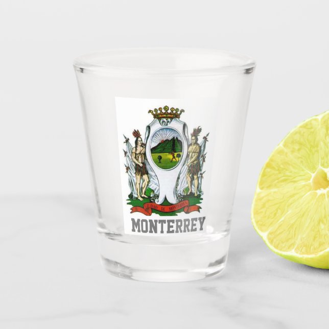 Flag of Monterrey, Nuevo León - MEXICO Shot Glass (Front)