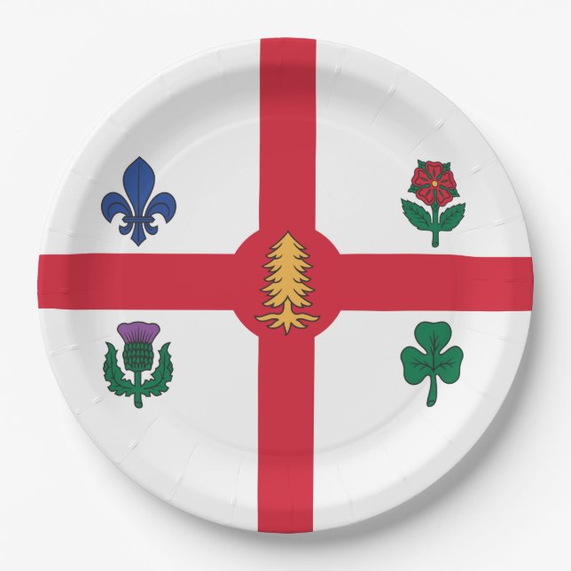 Flag of Montreal (Quebec, Canada) Paper Plate (Front)