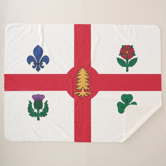 Flag of Montreal (Quebec, Canada) Sherpa Blanket (Front (Horizontal))