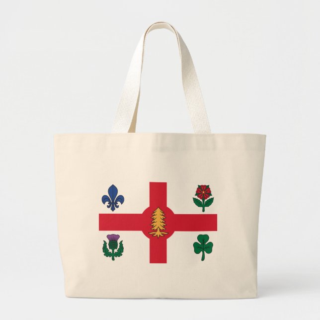 Flag of Montreal, Quebec Large Tote Bag (Front)