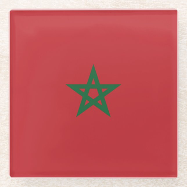 Flag of Morocco Glass Coaster (Front)