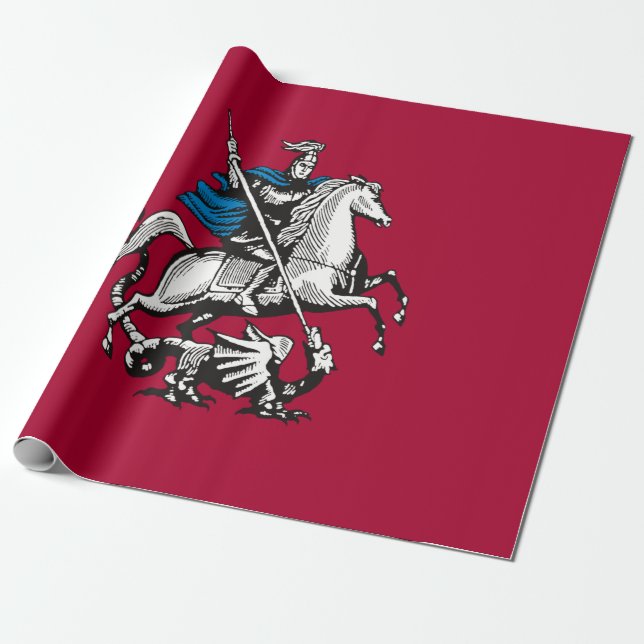 Flag of Moscow (Russian Capital City) Wrapping Paper (Unrolled)