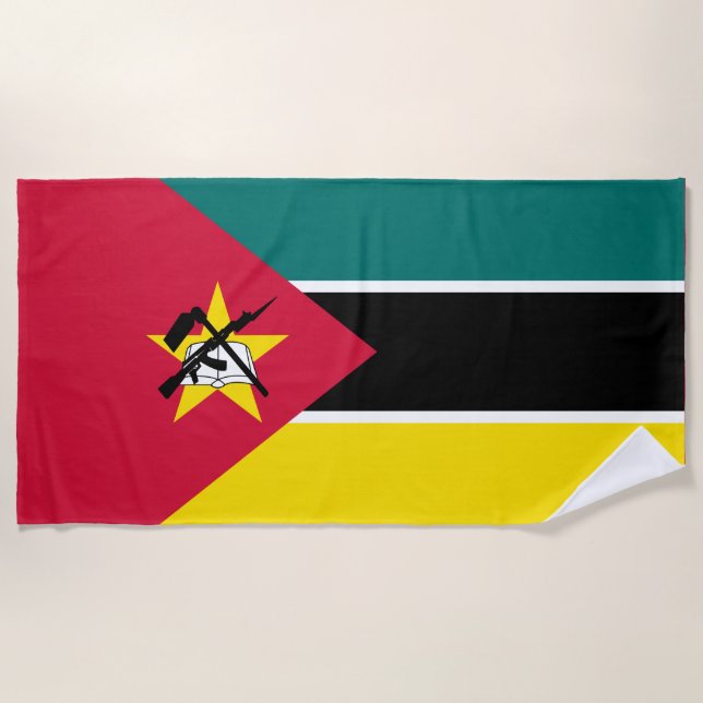 Flag of Mozambique (National Flag) (Africa) Beach Towel (Front)