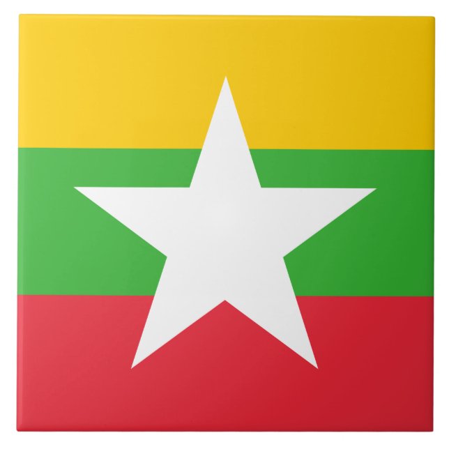 Flag of Myanmar (Burma) Tile (Front)