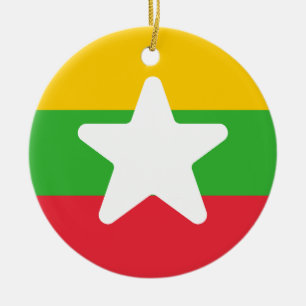 Flag of Myanmar Ceramic Tree Decoration
