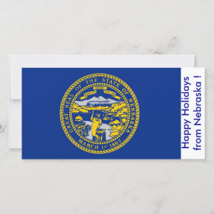 Flag of Nebraska, Happy Holidays from U.S.A. Holiday Card