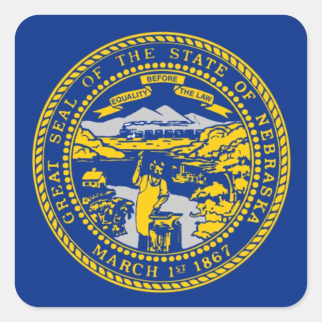 Flag of Nebraska Square Sticker (Front)