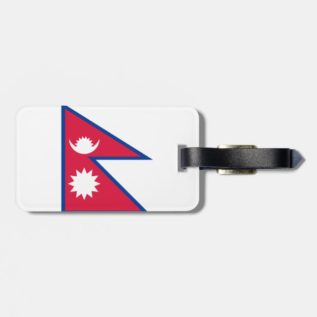 Flag of Nepal Luggage Tag w/ leather strap (Back Horizontal)