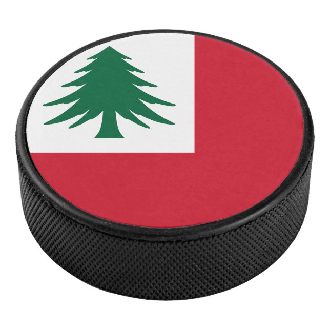 Flag of New England (pine only) - unofficial Hockey Puck (3/4)