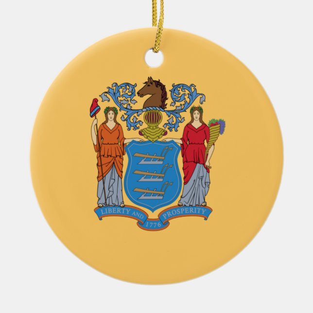 Flag of New Jersey Ceramic Tree Decoration (Front)