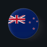 Flag of New Zealand 3 Cm Round Badge<br><div class="desc">New Zealand Flag: The Union Jack flag of the United Kingdom is in the upper left corner,  the stars represent the constellation of the South Cross,  of which only four out of five stars are visible.</div>