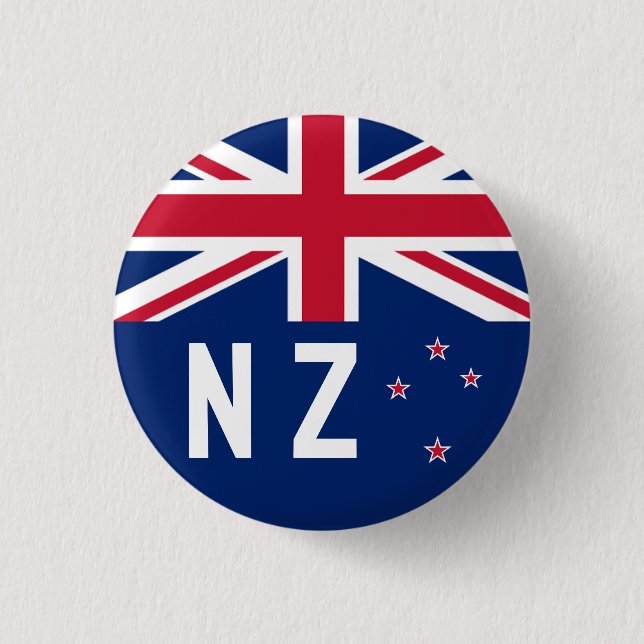 Flag of New Zealand - Stylised 3 Cm Round Badge (Front)