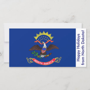 Flag of North Dakota, Happy Holidays from U.S.A. Holiday Card