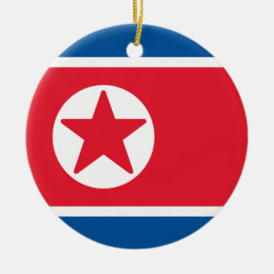 Flag of North Korea Ceramic Tree Decoration