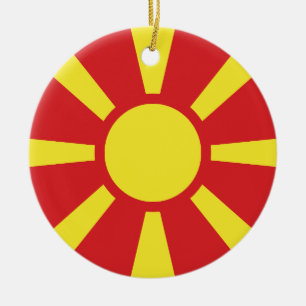 Flag of North Macedonia Ceramic Tree Decoration