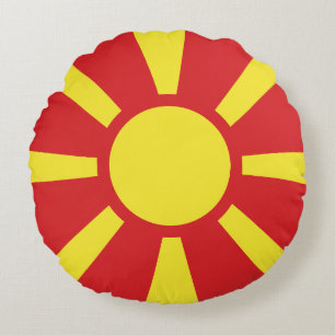 Flag of North Macedonia Round Cushion