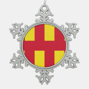 Flag of Northumberland Snowflake Pewter Christmas  Ornament
