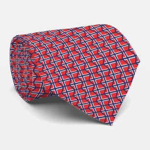 Flag of Norway Geometric Hexagon Pattern Tie