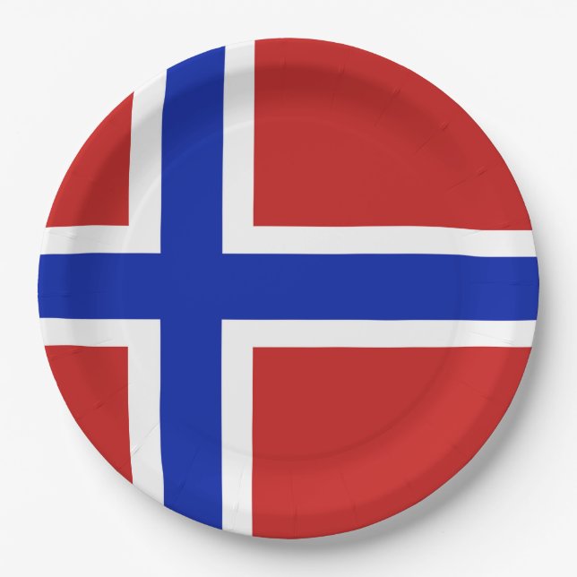 Flag of Norway Scandinavian Paper Plate (Front)