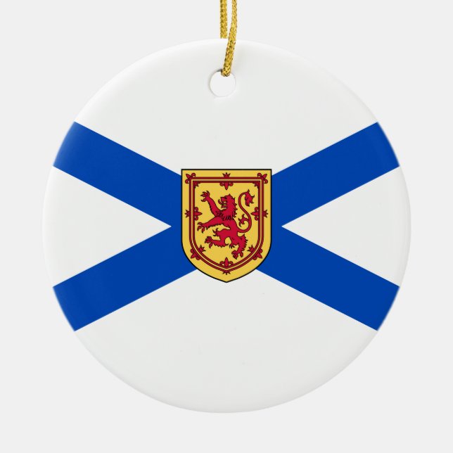 Flag of Nova Scotia (Canadian Province) Ceramic Tree Decoration (Front)
