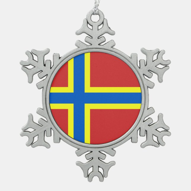 Flag of Orkney  Snowflake Pewter Christmas Ornament (Front)