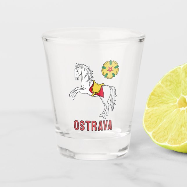 Flag of Ostrava, Czech Republic Shot Glass (Front)