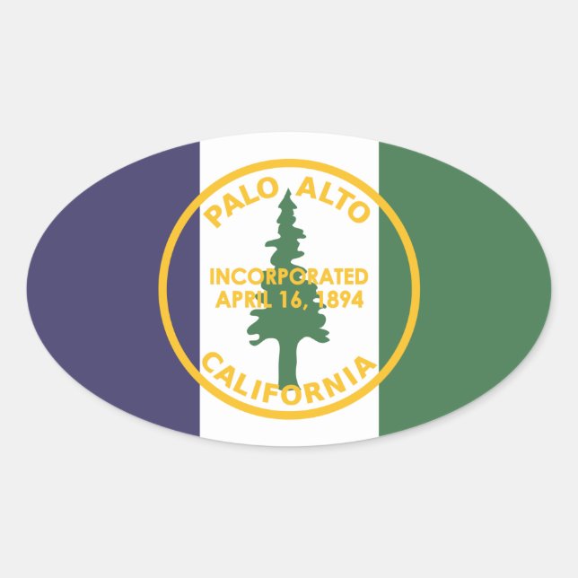 Flag of Palo Alto, California Oval Sticker (Front)