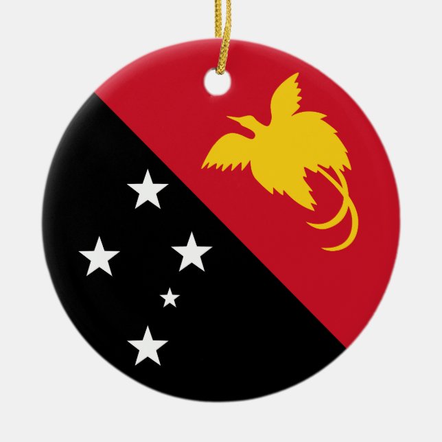 Flag of Papua New Guinea Ceramic Tree Decoration (Front)