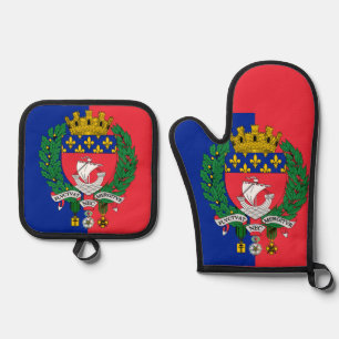 Flag of Paris, France Oven Mitt & Pot Holder Set
