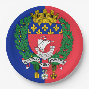 Flag of Paris, France Paper Plate