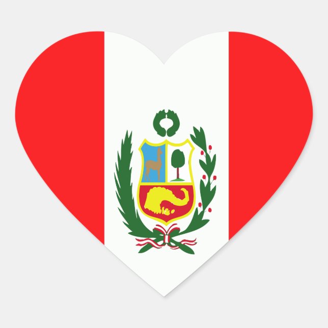 Flag of Peru Heart Sticker (Front)