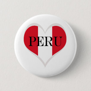 Flag of Peru Pabellón Nacional heart 6 Cm Round Badge