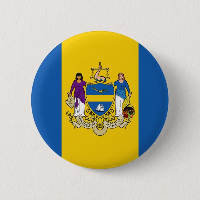 Flag of Philadelphia, Pennsylvania Pinback Button (Front)