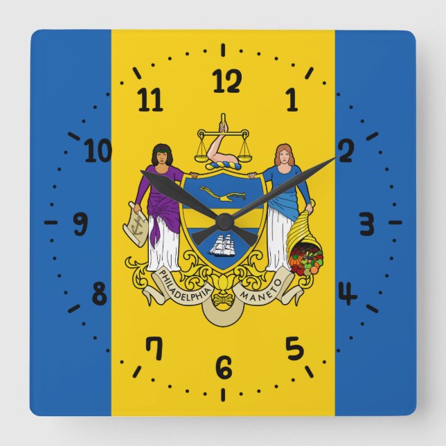 Flag of Philadelphia, Pennsylvania Square Wall Clo Square Wall Clock (Front)