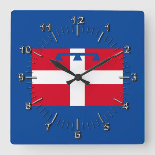 Flag of Piemonte (Italy) Square Wall Clock